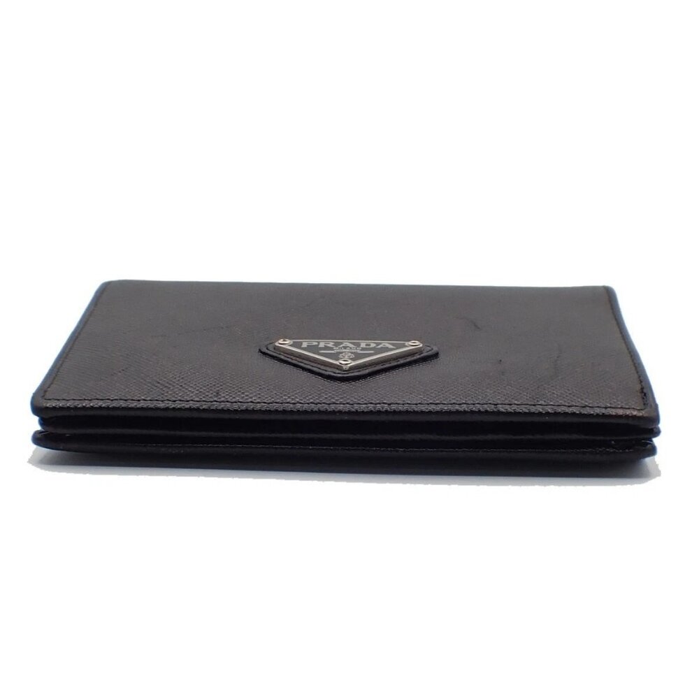 PRADA Logo Compact Bifold Wallet Purse Saffiano Leather Black Italy SHW 38AA182 - Picture 6 of 15
